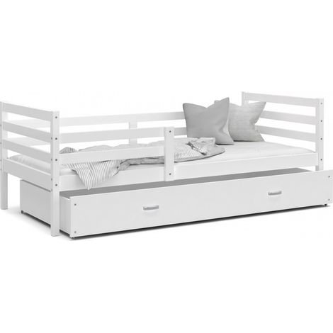 Lit Enfant Milo 90x190 tiroir + Matelas Blanc - blanc (1/3)