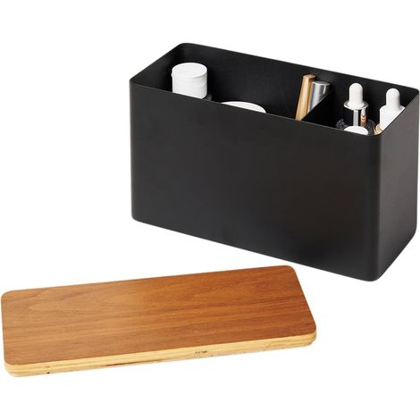 yamazaki Rin Box portaoggetti, Acciaio, Legno, Nero, Taglia Unica (1/5)