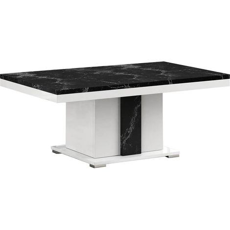 Altobuy – Table basse fixe 120x65xH45cm – Pied central blanc – Aspect marbre noir – Design italien chic et moderne (1/3)