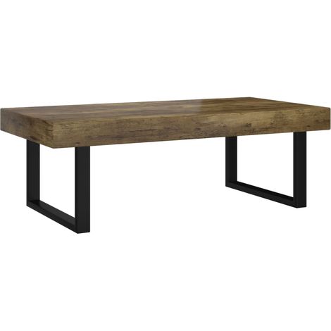 Tavolino da caffè design industriale 120 x 60 x 40 cm MDF marrone e ferro DEC039453