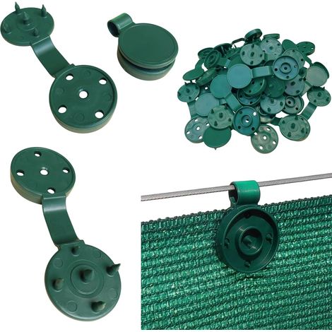Clips de Fixation pour Brise Vue 100 Pcs, Vert Attaches Traitées anti-UV pour Brise Vue Jardin, et Filet Ombrage Fixation sur Grillage, Fil de Fer et Panneaux Rigides (1/5)