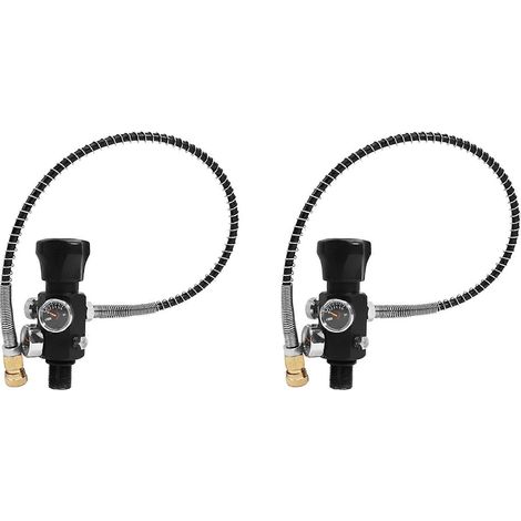 2X HPAT M18X1.5 Station de remplissage avec valve de charge pour réservoir et double manomètre, tuyau haute pression de 50 cm (1/5)
