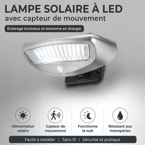 Applique murale solaire LED extérieure lumière blanche couleur acier inoxydable réf 1468 600 g – Livraison gratuite