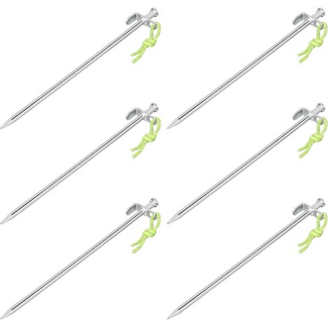 Estacas de acero galvanizado para tienda de campana de 30 cm gancho en forma de l juego de 6 (1/5)