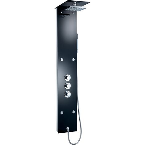 Edles Glas Duschpaneel mit Thermostat Schwarz