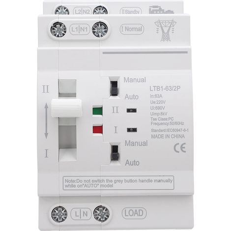 Commutateur de transfert automatique Double puissance 63A 2P Rail DIN ATS pour centre commercial (1/5)