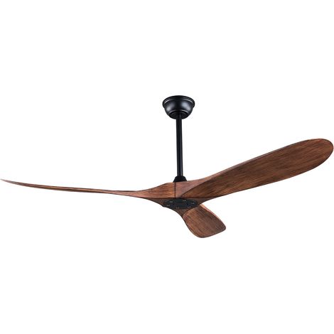 Ventilateur de plafond 107 cm sans éclairage 3 pales ABS noir et noyer foncé réversible 6 vitesses télécommande silencieux (1/5)