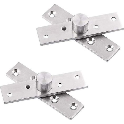 Lot de 2 charnières de porte pivotantes à 360 degrés en acier inoxydable, charnières lestées, pivot central de porte à 360 degrés, 74 x 18 mm