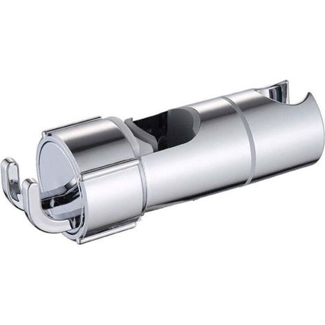 Support de Douche Réglable avec 2 Crochets, Universel Support de Pommeau de Douche pour Barre de Douche de 18-25 mm, ABS Chromé Support Douchette à Main, Installation Facile (1/4)