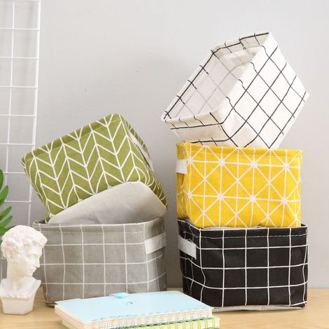 Ensembles de 5 Paniers de Rangement en Tissu Petite Boite de Rangement Pliable Organisateur Cube de Rangement pour étagères et bureau ou maquillage (1/5)