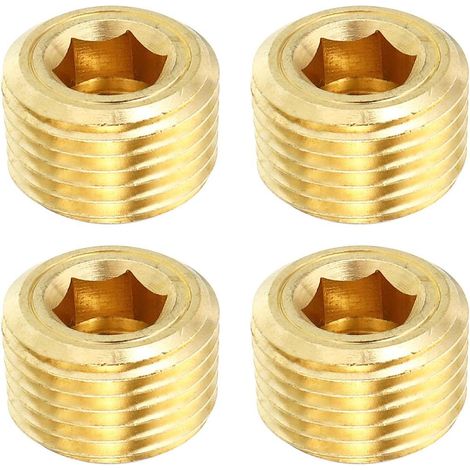 1/8" NPT Laiton Hex Tête Fraisée Prises, 8 Paquet Compteur Coulé Interne Filetage Douille Tuyau Bouchons Mâle Raccords, pour Eau Huile Gaz - 1/2"NPT (1/5)