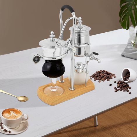 Pot à café siphon, machine à café à la main en argent vintage, peut être utilisé pour extraire le café et infuser les feuilles de thé, 23,5 12 38cm (1/5)