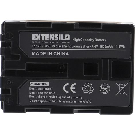 EXTENSILO Akku kompatibel mit Sony A-100, CCD-TRV106K, CCD-TRV116, CCD-TRV118, CCD-TRV128, ALPHA 100, CCD-TRV108 Kamera (1600 mAh, 7,4 V, Li-Ion) (1/4)