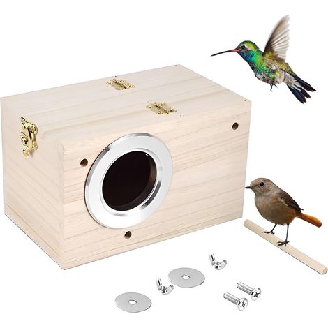 Niche d'élevage en bois pour oiseaux - Maison de reproduction pour perruches et petits oiseaux (1/5)