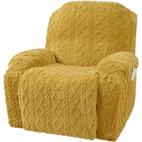 Housse de fauteuil inclinable avec poches, double tissage, lavable, en peluche, pour chiens et chats, compatible avec canapés d'angle. (1/5)