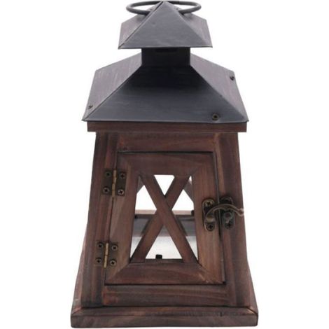 Bougeoir Suspendu - Lanterne en Bois et Verre - Décoration Intérieur Extérieur - Rustique Vintage - 1 Pièce (1/5)