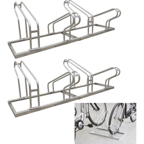 Fahrradständer für 8 Fahrräder höhenversetzt 280 x 45 cm Stahl feuerverzinkt grau 4x2 Bodenparker Reihenparker (1/5)
