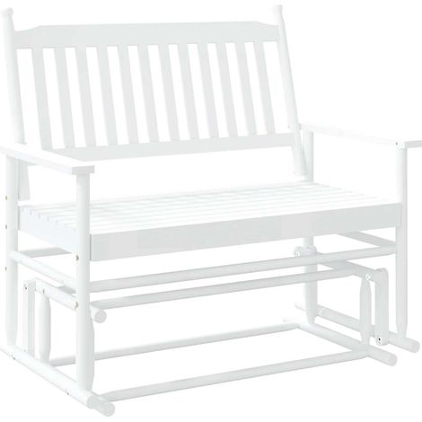 Banc balancelle blanc 118x70x104,5 cm bois massif de peuplier (1/5)