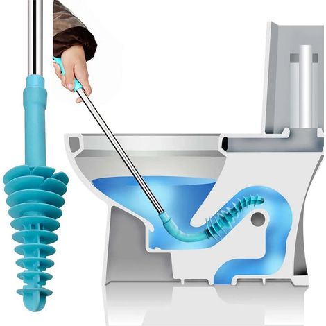 Desatascador de inodoro, Desatascador de inodoro eléctrico, Mango de acero inoxidable ecológico con gancho de pared (1/5)