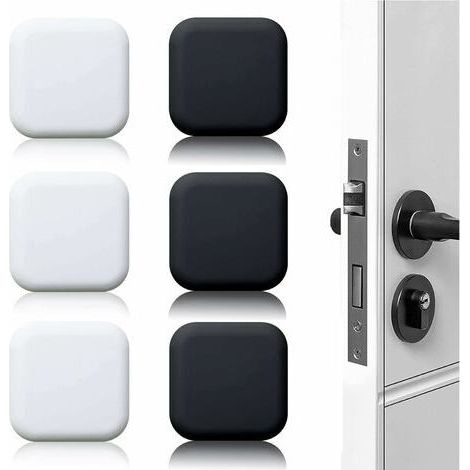 6 Pièces Butée de porte murale noire/blanche adhésive 45mmx45mm Bloc porte Stop porte mural adhesif Butoir porte mural adhesif (1/4)