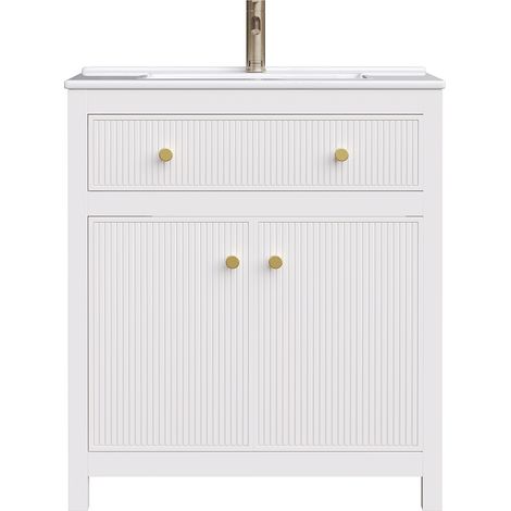 Mobile bagno con lavabo ceramico 81x46,5 cm bianco 1 cassetto 1 anta soft-close HOMVRA (1/5)