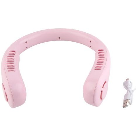 USB-Nackenventilator mit 3 Geschwindigkeitsstufen, geräuscharm, wiederaufladbar, ohne Rotorblätter, lange Akkulaufzeit, tragbarer Nackenventilator für Shopping, Reisen und Outdoor-Aktivitäten, Pink (1/5)