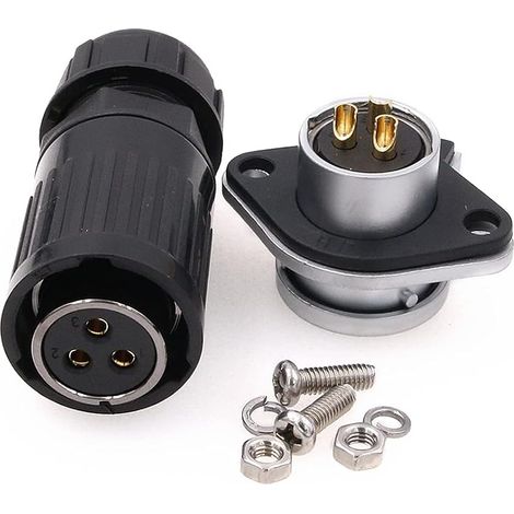 Waterproof Aviation Connector Câble électrique mâle et femelle pour RV Solar LED Light Connector (3pin, Female Plug+Male Socket) (1/5)