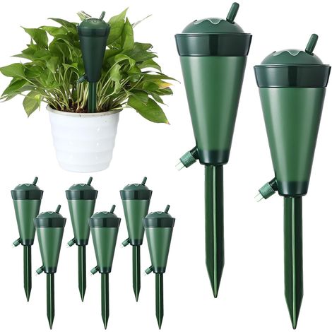 Lot de 8 tuteurs d'arrosage automatique pour plantes d'intérieur et d'extérieur, avec globe intégré. (1/5)