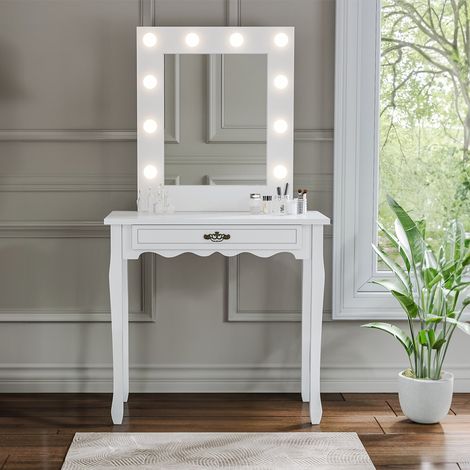 Makeup Dressing Table Stool Set with Square Led Mirror (1/5)