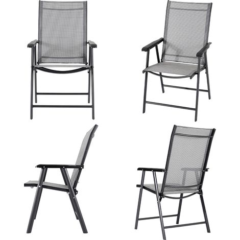 Set of 4 Black Garden Folding Chair (1/5)