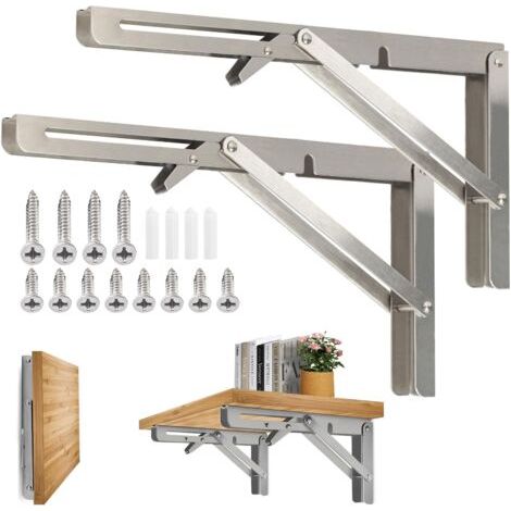 Équerre Pliante 400mm,2 Pièces Support Console Pliable Chargeable 150 kg,Lourds Support Console Pliable,Equerre Etagere Pour Garage,Cuisine,Chambre (1/5)
