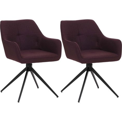 Lot de 2 chaises de salle à manger HWC-O47 chaise de cuisine avec accoudoirs tissu 270 g/m2 - bordeaux (1/2)