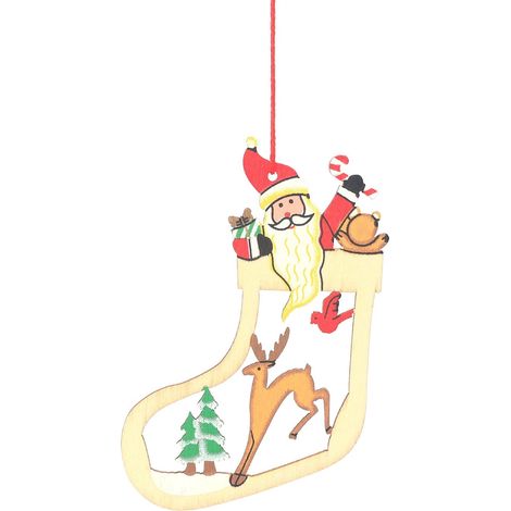 Pendentif Arbre De Noël - Décoration En Bois Peint Et Sculpté - Pour Arbre De Noël Intérieur Ou Extérieur - Lot De 1 (1/5)