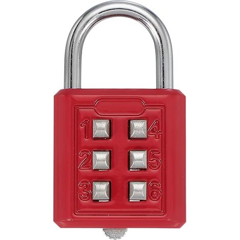 Cadenas Combinaison, Cadenas Bouton-Poussoir 6 Chiffres Mécanisme Verrouillage 3 Positions Sécurité Combinaison Pour Casier Sport Armoire (Rouge, Lot 1) (1/5)