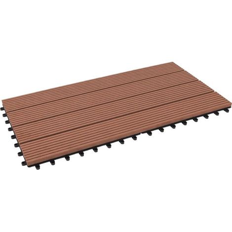 Interlocking Tiles - Wood-look Plastic Composite Tiles Premium Quality Ideal for Outdoor Flooring, Patio, Balcony Light Brown, 1 Piece 60 x 30 cm (1/4)