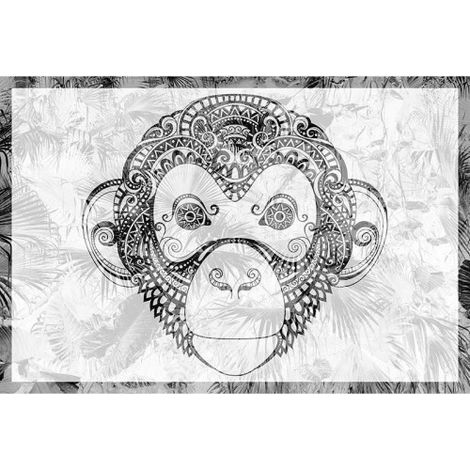 Papier peint panoramique animaux motif oriental Tapisserie panoramique noire et blanche design Papier peint panoramique animaux pour chambre (1/3)