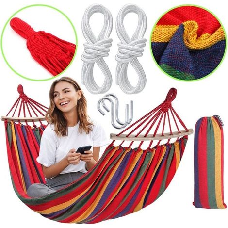 HAMAC À BARRE TRANSVERSALE ROSE 400257, Lit de jardin suspendu avec support, Hamac confortable pour détente, Coussin inclus, Usage extérieur et intérieur, Taille standard, Lot de 1 (1/4)