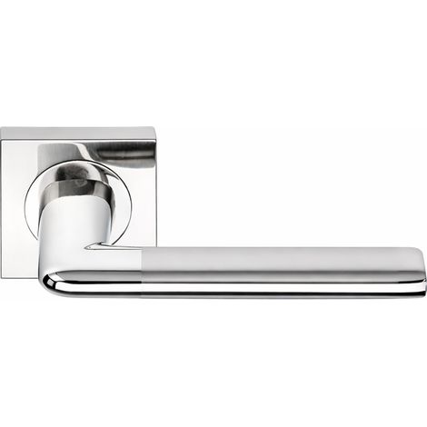 Manilla puerta interior aluminio níquel combinado roseta cuadrada 52mm (1/5)