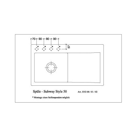 Villeroy & Boch 334800R8 EB-SP Subway Style 45 780x510mm IB gauche