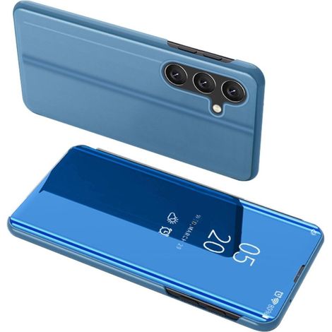 Custodia per Samsung Galaxy A15, Clear View, blu + vetro 9H (1/5)