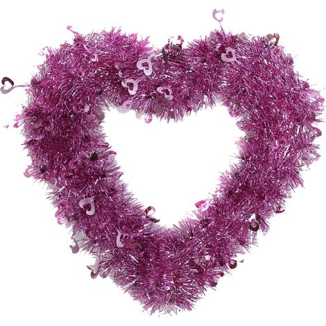 Guirlande En Forme De Cœur - Décoration Porte D'Entrée Mariage Anniversaire - Sequins Violet - 30 x 30 cm - 1 Pièce (1/5)