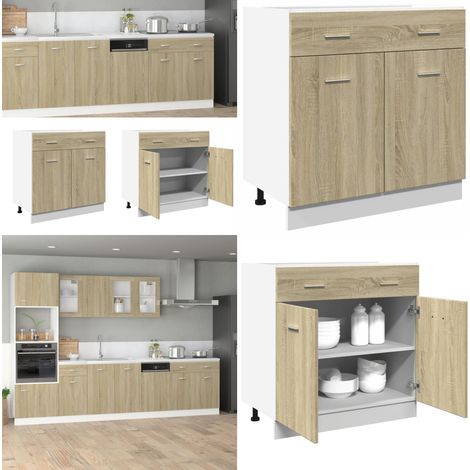 Schubunterschrank Sonoma-Eiche 80x46x81,5 cm Holzwerkstoff - Küchenunterschrank - Holzschrank - Untertischschrank - Eiche Dekor - Wohnzimmermöbel - Home & Living (1/5)