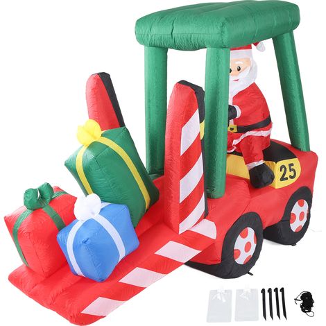 Gonflable Père Noël sur Chariot Élévateur avec Lumière LED, Imperméable, Résistant aux Déchirures, Moule Illuminé 220-240V (1/5)