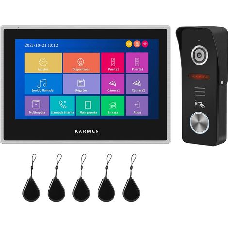 Visiophone sans Fil, Interphone Wi-FI , écran Tactile de 7 Pouces, Sonnette vidéo Filaire avec caméra, détection de Mouvement, Enregistrement vidéo, Conversation (1/5)