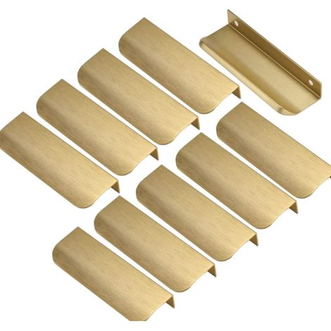 10pcs poignée de meuble Invisible Poignée d'armoire dorée Distance des trous 96mm Poignée Invisible -Poignée de meuble poignée de porte entraxe