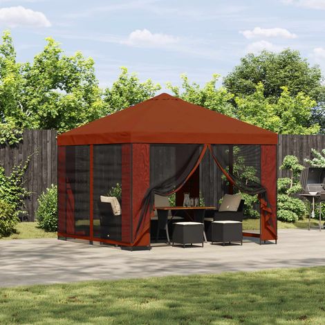 vidaXL Garden Gazebo with Sidewalls 3 x 3 m Terracotta