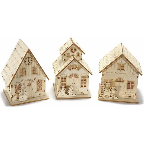 Casette Natalizie in Legno Luminose da Appoggiare per Casa, Presepe Set da 3 (1/3)