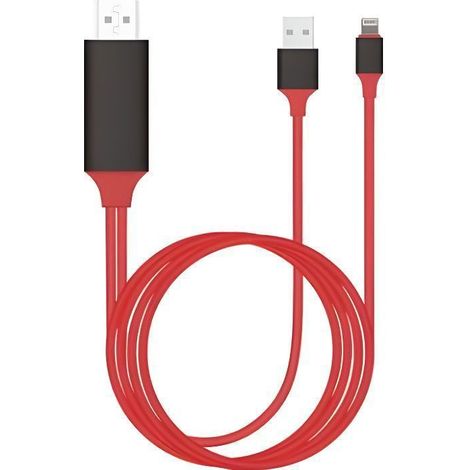 Câble HDMI - KZKR - Adaptateur DisplayPort - 4K - Compatible iPhone et iPad - Rouge (1/4)