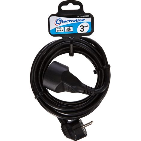 Rallonge Prolongateur électrique 3 m 16A - section 3G1,5 mm² noir (1/5)