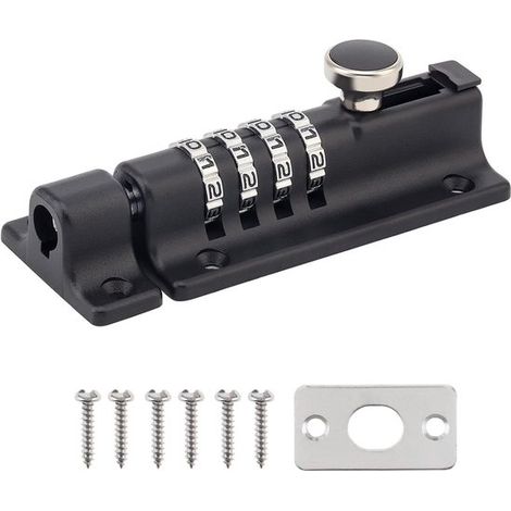 Lucchetto a combinazione a 4 cifre, lega di zinco, nero, 12,2 x 4,8 cm, lucchetto scorrevole, lucchetto a combinazione, lucchetto a catenaccio, lucchetto di sicurezza con catenaccio, per cancelli da g (1/5)